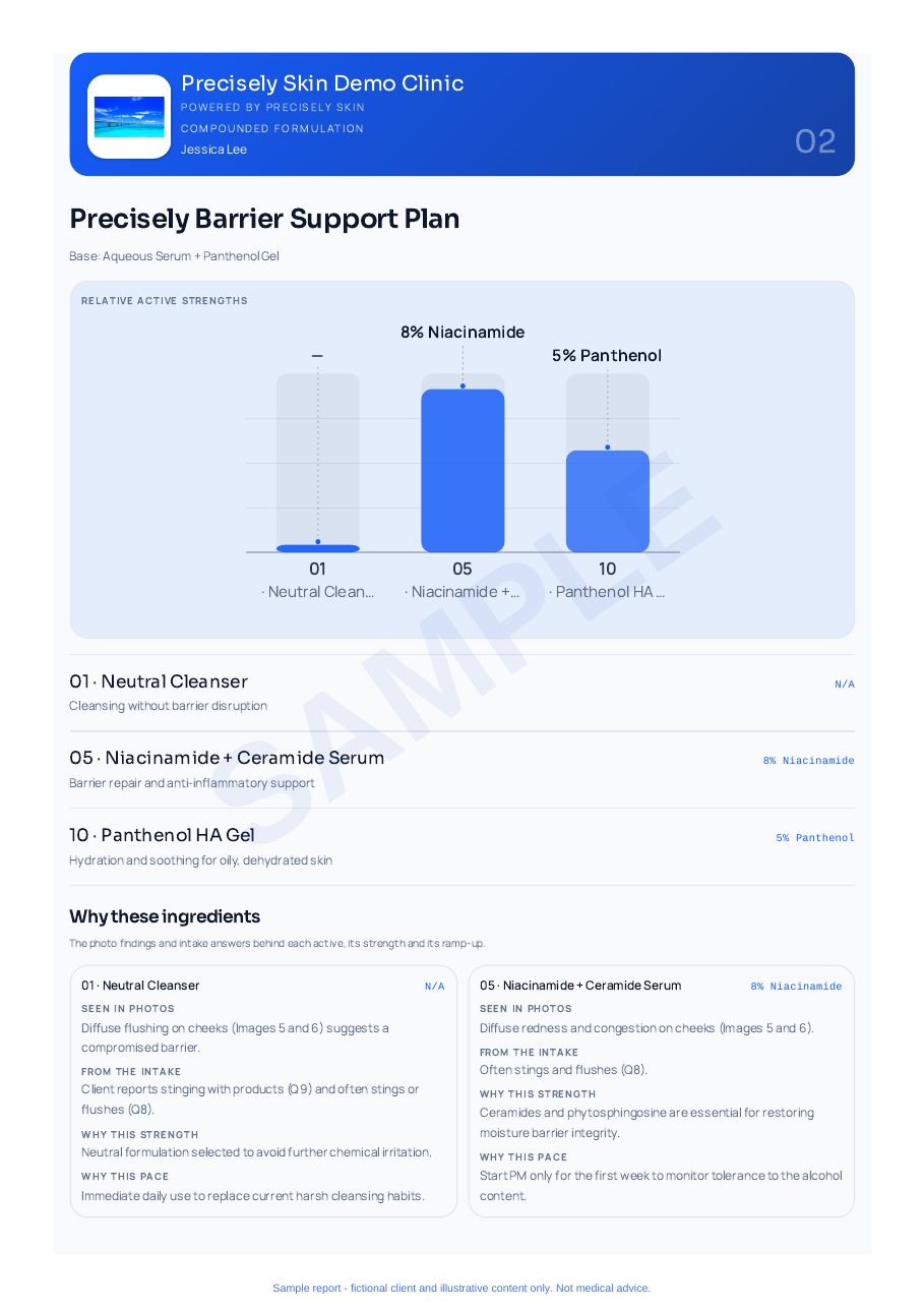 Sample skin report page — Your support plan
